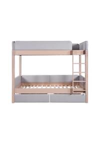 KOMHTOM - Etagenbett 90x200cm mit weiche Antikollisions-Schwammkante, Grau+Natur - Grau