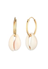elli. - Ohrringe Creole Kauri Muschel Anhänger 925 Silber - Gold