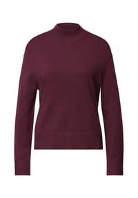 STREET ONE STUDIO - Strickpullover, wärmend, Stehkragen, für Damen - 16891 PLUM RED