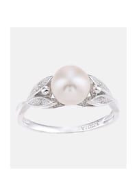 Diamant L'eternel - Ring, mit 0.03 ct Diamant, mit Zuchtperle, 375 Weißgold - white gold