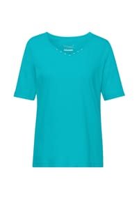 GOLDNER - Kurzgröße:  Halbarm Basic-Shirt aus Baumwolle - cyclam