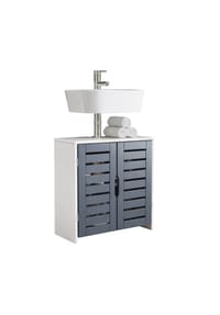 VCM. - Waschbeckenunterschrank, Holz Badschrank mit 2 Drehtüren, 60 x 60 x 29 cm, Badunterschrank Flonali - Weiß / Anthrazit