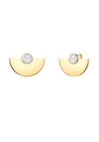 Luluandjane - Damen Ohrringe aus Edelstahl in Gelbgold mit Muschelkernperle - gelbgold