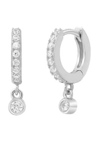 XENOX - Damen Creolen, 925er Silber - WEISSGOLD