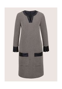 MADELEINE - Modernes Cocktail-Kleid, Rundhals mit V-Schlitz - schwarz / weiß