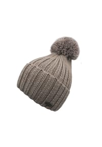CAPO - Strickmütze, gerippt Pompon, Fleecestreifen - alpaca