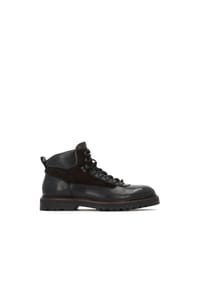 Kazar - Schwarze flache Herren-Schnürstiefel mit Wildleder-Einsätzen - Schwarz