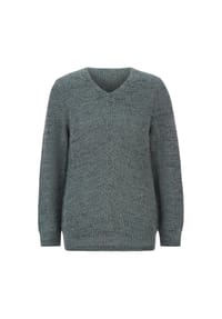 GOLDNER - Kurzgröße:  Strickpullover mit V-Ausschnitt - beige
