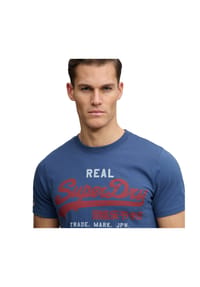 Superdry. - Herren T-Shirt - VI Classic Tee, T-Shirt, Rundhals, Baumwolle, Logo, einfarbig - Blau