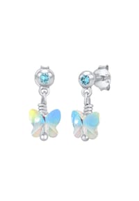 elli. - Ohrringe Kinder Schmetterling 925 Sterling Silber, Mit Kristallen Von Swarovski® - Blau