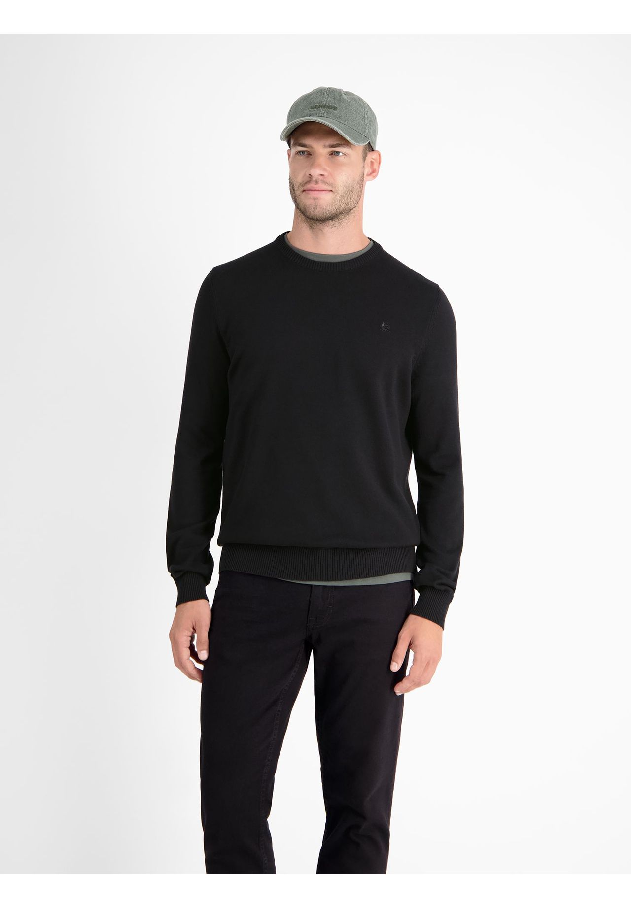 Lerros Strickpullover, Rundhals-Ausschnitt, FüR Herren, Schwarz, Xl