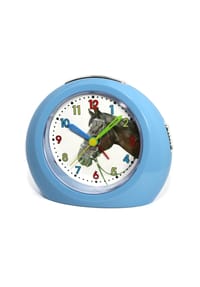 Atlanta by PARAGON - Pferde Kinderwecker ohne Ticken mit Licht, Snooze, Blau  - 2967/5 - Blau