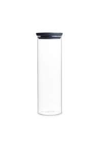 brabantia - Stapelbarer Glasbehälter mit Deckel Dunkelgrau, 1.9 Liter - Dunkelgrau