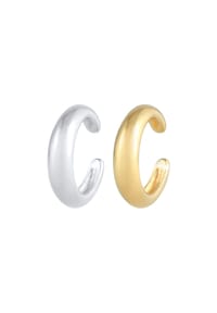 elli. - Ohrringe Earcuff Set Bi-Color Rund Gewölbt 925 Silber - Bunt