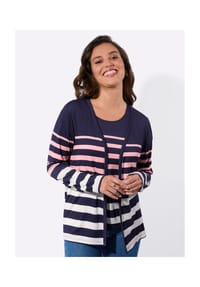 Witt - Shirt-Twinset - ecru-rosé-geringelt