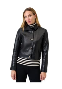 RICANO - Damen Lederjacke Juliette mit Knopfverschluss - Cognac
