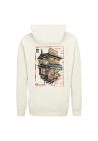 OLDSKULL - Kapuzensweater Asian Neo Tokyo Floating Izakaya Graphic mit futuristischem Backprint - Off White