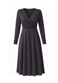 CAROLIN RICK - Jerseykleid mit Wickeloptik am Oberteil - Cognac