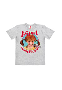 LOGOSHIRT® - T-Shirt Organic Kids Pippi - Portrait - grey melange