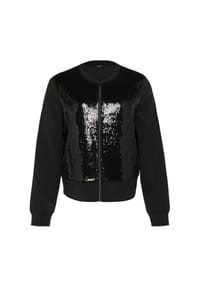 comma, - Sweatjacke, Paillettenbesatz, für Damen - 9999  GREY/BLACK