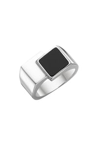 GIORGIO MARTELLO MILANO - Ring Siegelring mit schwarzer Achat-Einlage, Silber 925 - schwarz