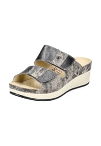 ViTAL® - Leder Pantoletten - Beige/Silber