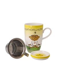 Goebel Teetasse mit Deckel und Sieb Der kleine Yogi Eat Chill Love - Der kleine Yogi - Bunt