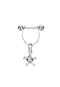 Adelia's - Brustpiercing Stab mit Gliederkette und Anhänger mit Stern - lila
