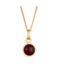 elli. PREMIUM - Halskette Geburtstein Granat Rot Solitär 925 Silber Vergoldet - Gold