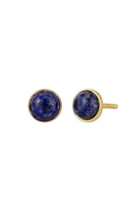 elli. PREMIUM - Ohrringe Ohrstecker Rund Lapis Lazuli Blau 925 Sterling Silber Vergoldet - Gold