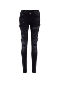 CIPO & BAXX® - Jeans im coolen Biker-Look in Skinny Fit, WD383 - BLACK