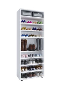 VCM. - Holz-Schuhregal | Maße: H. 183 x B. 70 x T. 37 cm| Allzweckschrank | 9 Fächer | ohne Türen | – Lona - Buche