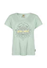 ROADSIGN® australia - Damen T-Shirt Open Mind mit dekorativem Print, lockere Passform, bequem für Freizeit und Urlaub - grün