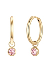 GLANZSTÜCKE MÜNCHEN - Creolen Edelstahl gelbgold Kristalle von Swarovski rosa - gelbgold