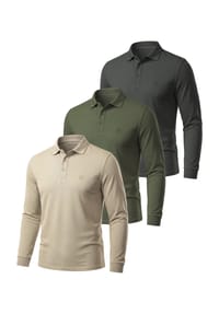 normani® - 3er Set Herren Langarm Poloshirt Lyroe - Anthrazit