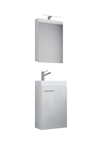 VCM. - 3-tlg Set | Waschplatz für Gäste WC | Gästebad | Waschtisch Toilette | Badmöbel Badezimmer Set - Slito SC - Honig-Eiche