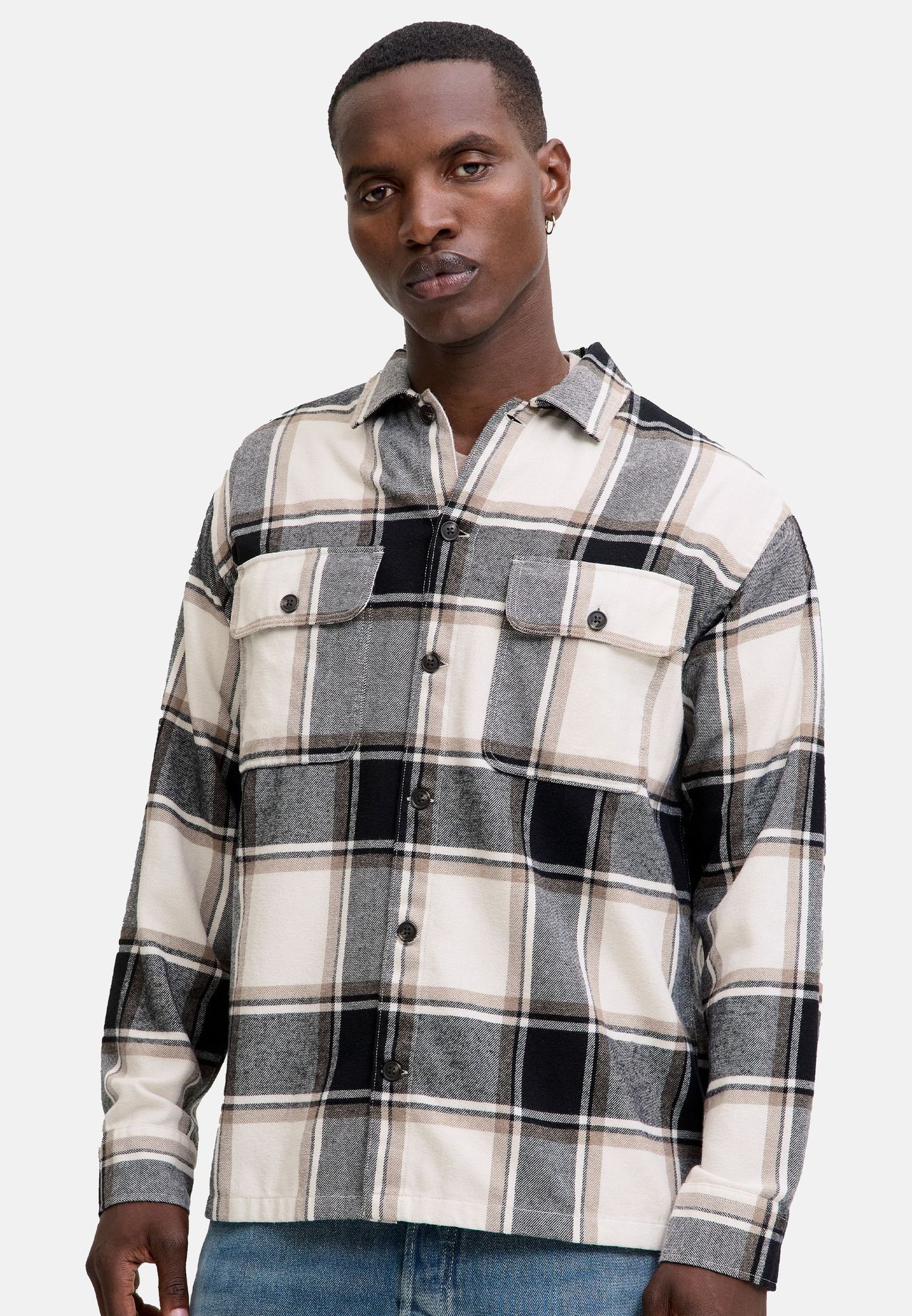 Originals By Jack & Jones Hemdjacke Charge, Langarm, Kent, Herren, Beige|Schwarz, M