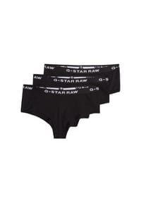 G-STAR RAW - Damen Hipster Slips, 3er Pack - Hipster, Cotton Stretch, Logo, einfarbig - Schwarz