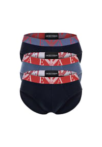 EMPORIO ARMANI - Herren Slips 3er Pack - BOLD MONOGRAM, Briefs, Stretch Cotton - Blau