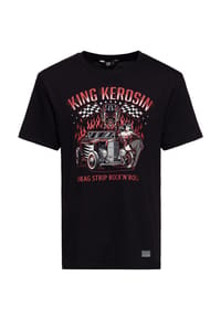 KING KEROSIN - Print-Shirt Großflächiger Frontprint mit Teufel- und Pin-up-Motiv Dragstrip - offwhite