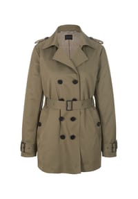 MADELEINE - Zweireihige Trench-Jacke mit Steppfutter - steingrün