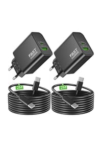 MANIKE - USB C Ladegerät 40W, 2-Port Schnellladegerät Netzteil mit Ladekabel - Schwarz