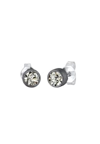 KUZZOÍ - Ohrringe Rund Oxidiert Trend Modern 925 Silber, Mit Kristallen Von Swarovski® - Schwarz