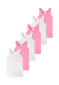 SCHIESSER - Unterhemd / Tanktop 6er Pack Kids Girls Feinripp Organic Cotton - Weiß / Hellrosa