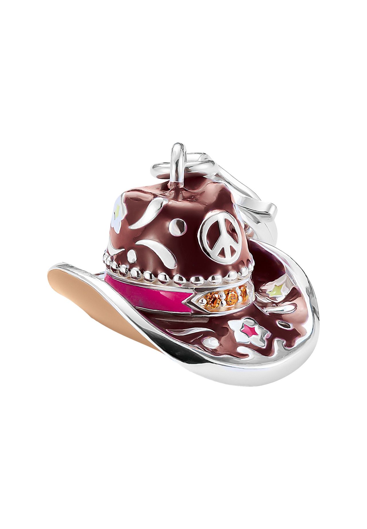Thomas Sabo Charm-AnhäNger Cowboy-Hut, Silberfarben, Bunt, 2,1 Cm