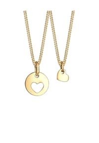 elli. - Halskette Herz Mutter Kind Liebe Cut Out Münze 925 Silber - Gold