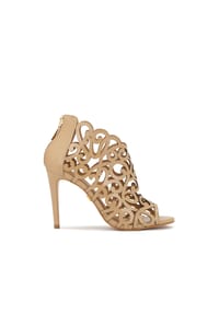 kazar - Beigefarbene Peep-Toe-Stiefel mit ausgeschnittenem Schaft - Beige