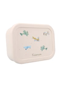 COFI - Kidzroom Kinder Lunchbox aus Silikon – Brotdose mit Flugzeug-Print - Beige 6 x 17 x 12 cm