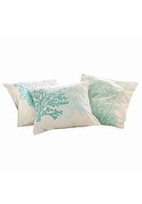 LOBERON - Kissenhülle 3er Set Vaiea türkis/beige - türkis/beige