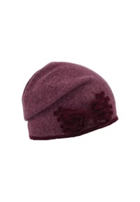 SEEBERGER - Wollmütze, Schleife, für Damen - 2425 BURG/ROSEWOOD